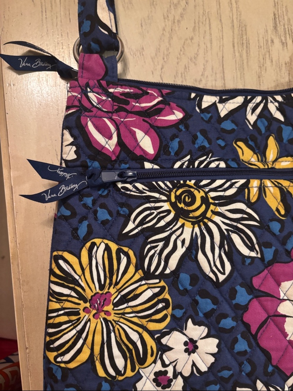 Vera Bradley Floral Quilted Crossbody - Navy, Purple & Yellow - Picture 5 of 7